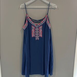 Navy Blue Dress with Pink Embroidery size L